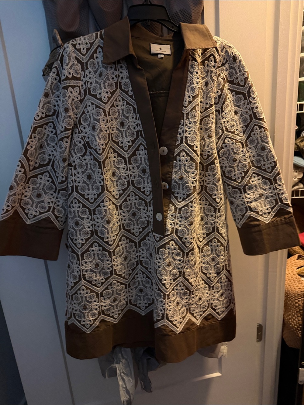 Tuckernuck Mocha Mousse Lace Collier Dress